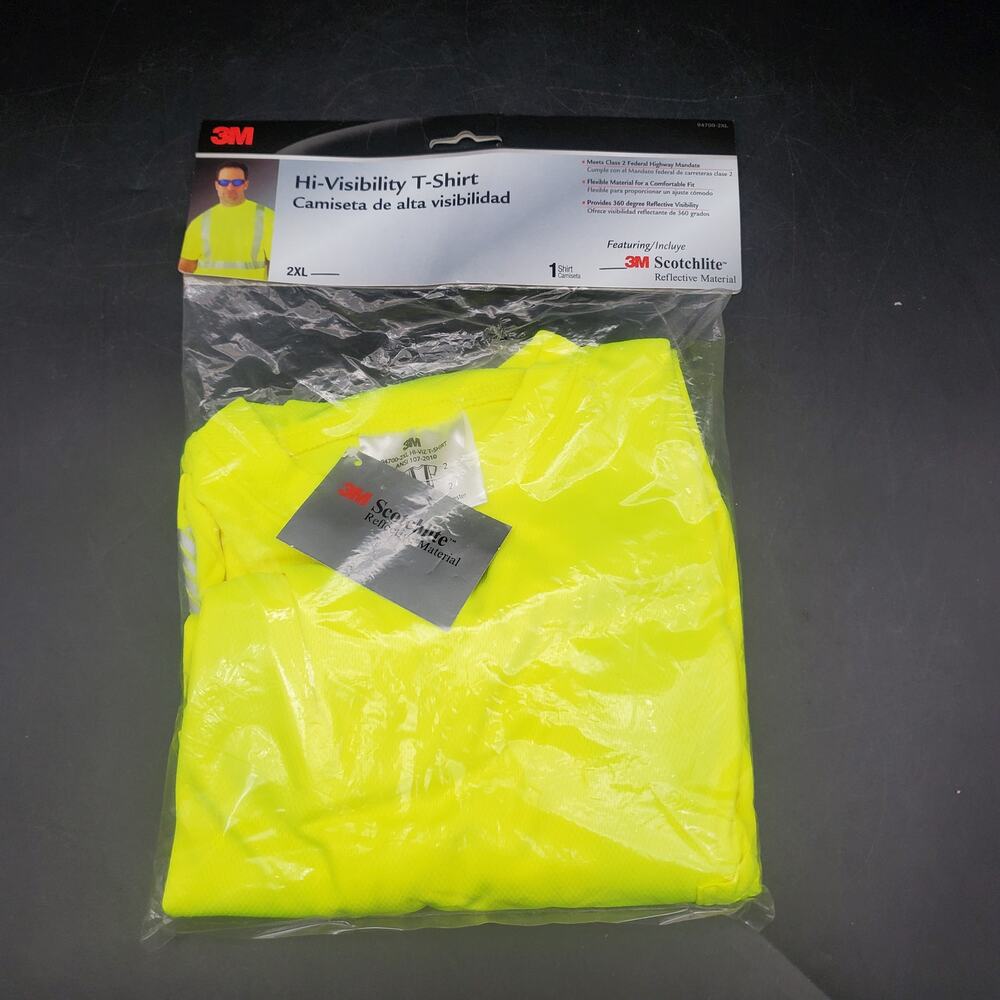 Hi Visibility Safety T-Shirt 2XL Class 2 Scotchlite Reflective Work Shirt 3M